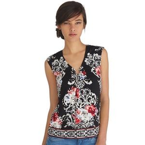 WHBM Cap Sleeve Horseshoe V-Neck Top